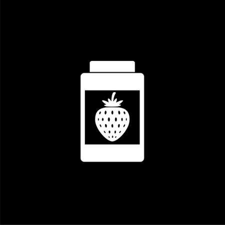 Strawberry jam jar simple icon on dark backgroundのイラスト素材