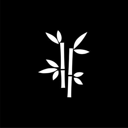 Tropical leaves bamboo tree icon or logo on dark backgroundのイラスト素材