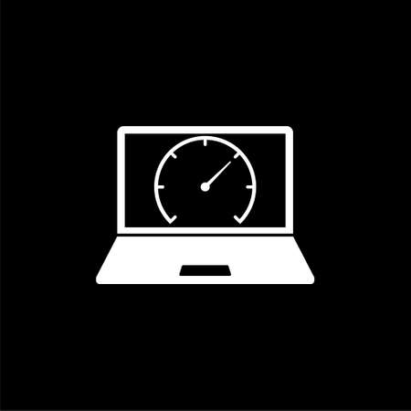 Laptop and check mark icon on dark backgroundのイラスト素材