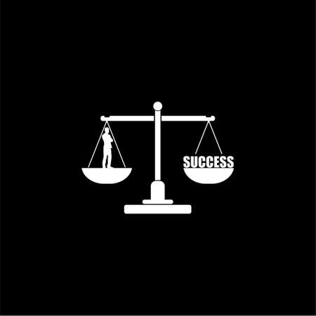 Businessman and word success on a balance scale iconのイラスト素材