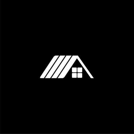Home roof icon, House Roof Icon Logo on dark backgroundのイラスト素材