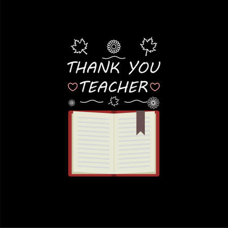 Thank You Teacher on blackboard background, Teacher's Day icon or logo on dark backgroundのイラスト素材