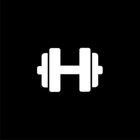 Dumbbell icon or logo, dumbbell for training on dark backgroundのイラスト素材