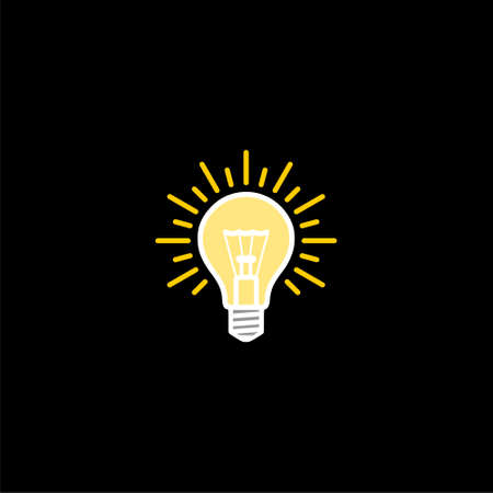 Light bulb icon or logo in dark backgroundのイラスト素材