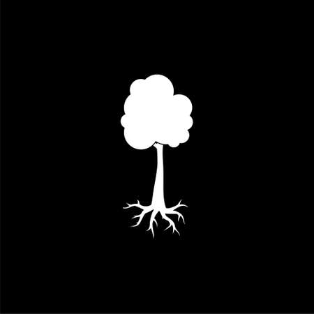 Tree and root logo, tree and root icon on dark backgroundのイラスト素材