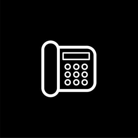 Telephone icon or logo, Phone icon in flat style on dark backgroundのイラスト素材