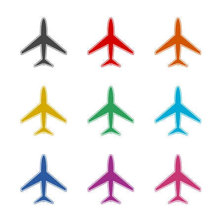 Plane and airplane icon or logo, color setのイラスト素材