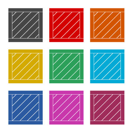 Wood box icon or logo, color setのイラスト素材