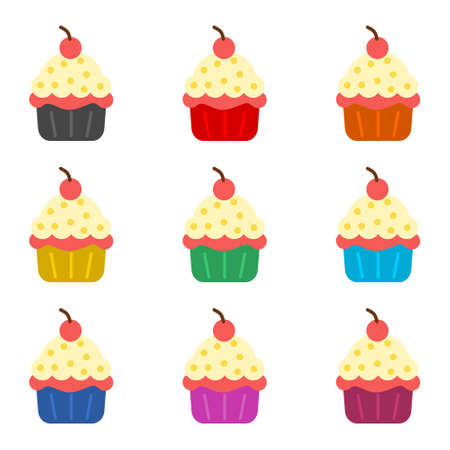 Cupcake icon or logo, color setのイラスト素材