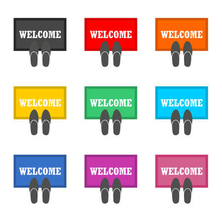 Welcome icon or logo, Word welcome, color setのイラスト素材