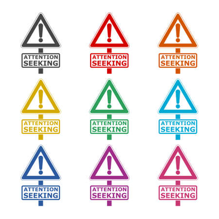 Attention seeking concept, Road sign icon or logo, color setのイラスト素材