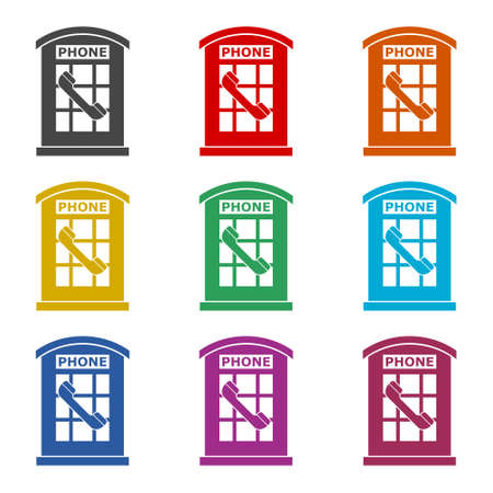 British Telephone Booth Isolated icon or logo, color setのイラスト素材