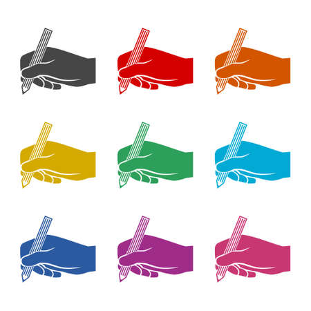 Hand writing logo, Handwriting Icon, color setのイラスト素材