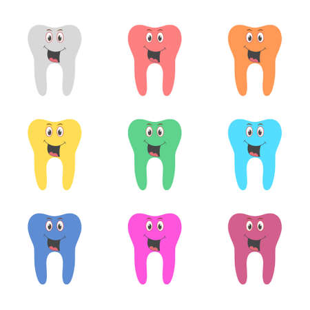 Smiling tooth icon, Tooth  , color setのイラスト素材