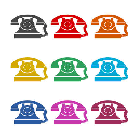 Simple Vintage Telephone Isolated icon, color setのイラスト素材