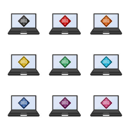 Website under construction, Laptop icon or logo, color setのイラスト素材