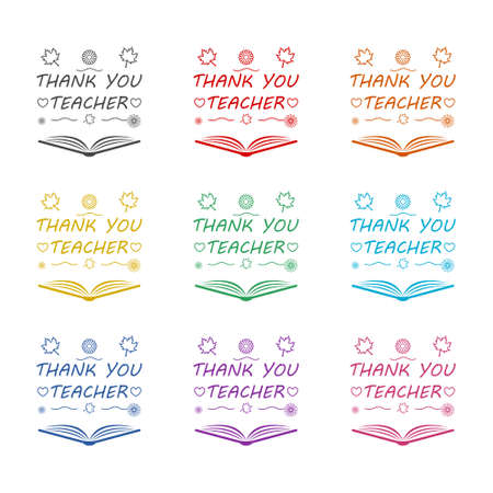 Thank You Teacher on blackboard background, Teacher's Day icon  , color setのイラスト素材