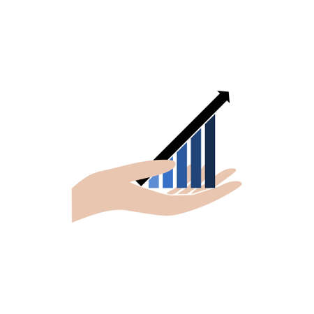 Hand with statistics arrow, icon, signのイラスト素材
