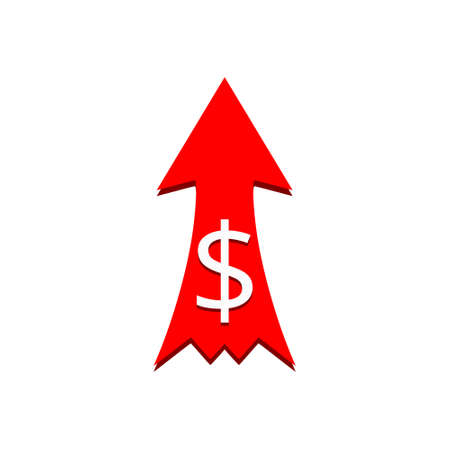 Red Dollar Sign With Growing Up Arrow icon