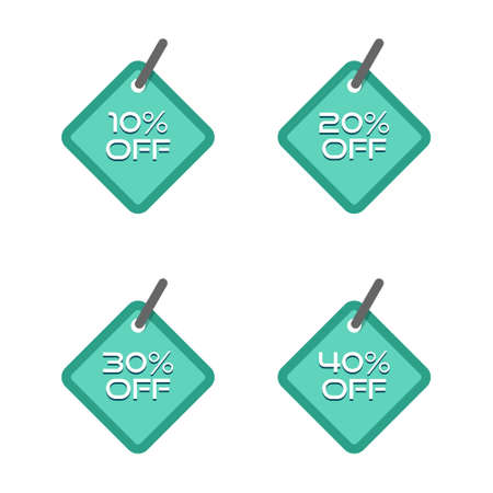 Sale price tag icons, Discount special offer 10%, 20%, 30% and 40% percent off signsのイラスト素材