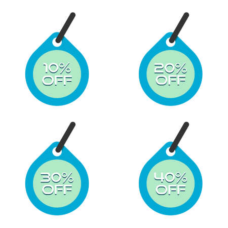 Sale price tag icons, Discount special offer 10%, 20%, 30% and 40% percent off signsのイラスト素材