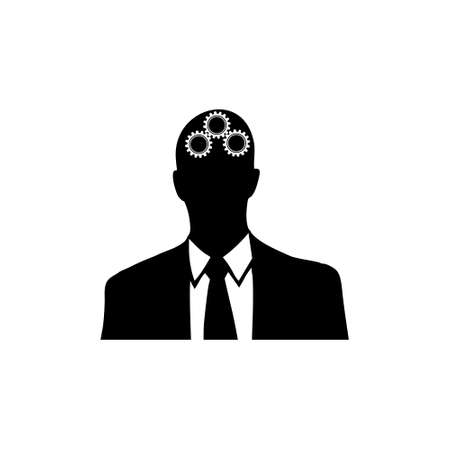 Business creative mind idea, Businessman with gears in headのイラスト素材