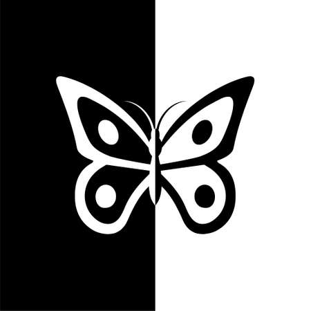 Butterfly silhouettes icon, black and whiteのイラスト素材