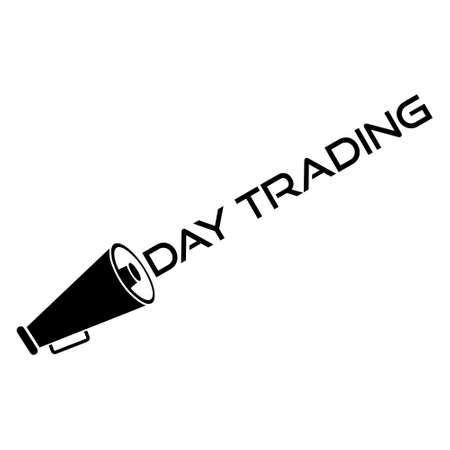 Writing note showing Day Trading, Black megaphone loudspeakerのイラスト素材