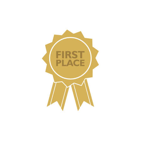 First place win gold badge icon or signのイラスト素材