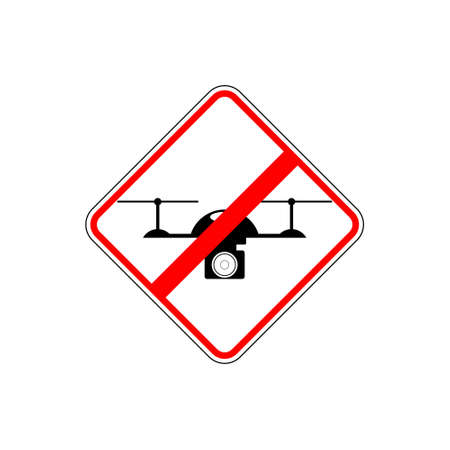 No fly drones sign, No fly zone, Drone sign isolated on white backgroundのイラスト素材