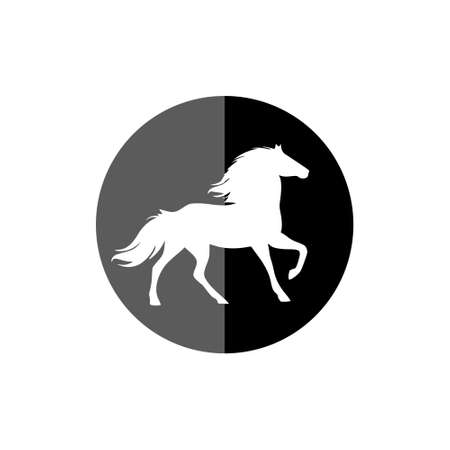 Horse silhouette icon, farm animal buttonのイラスト素材