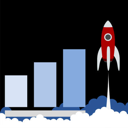 Office infographics showing growth rates, growing chart iconのイラスト素材