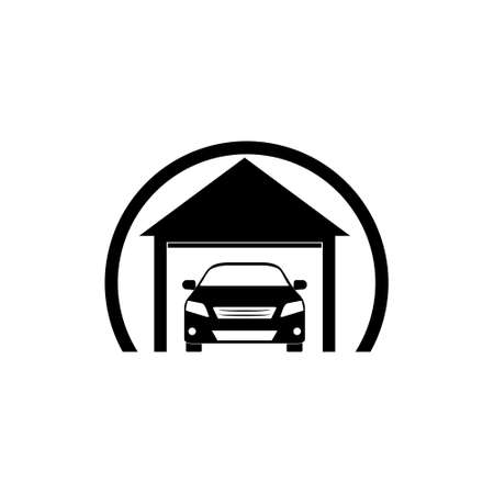 Car inside a garage iconのイラスト素材