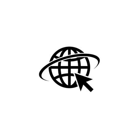 Globe with arrow icon in a flat style webのイラスト素材