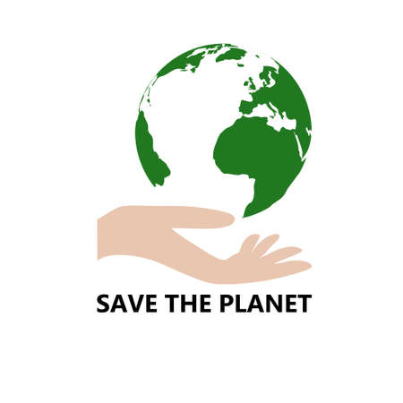 Hand hold earth, save the planet concept, iconのイラスト素材