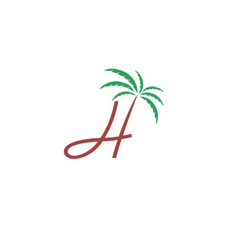 Letter H Initial, Palm Symbolのイラスト素材
