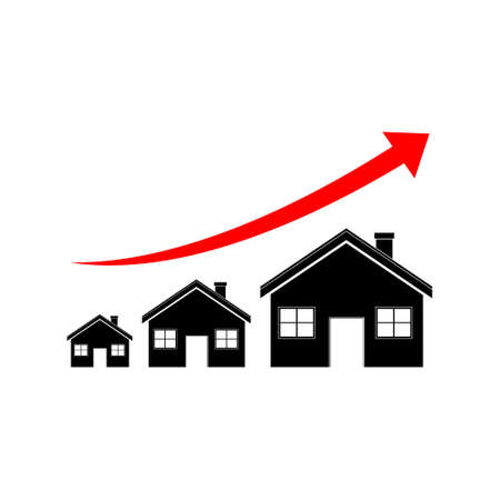 Upward arrow and houses icon sign logoのイラスト素材