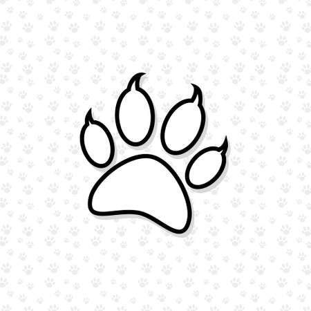 Paw Prints Logo, Black on White Paw backgroundのイラスト素材