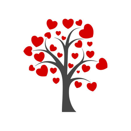 Tree with leafs of hearts icon logo signのイラスト素材