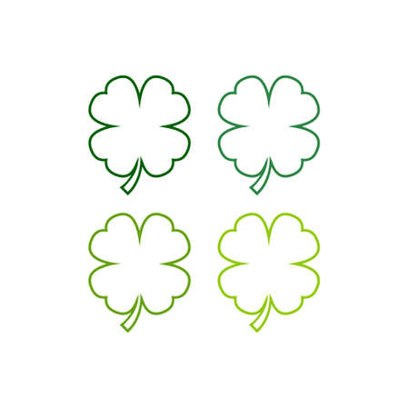 Leaf clover isolated on white background, four shades of greenのイラスト素材