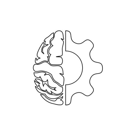 Brain and gear cog  iconのイラスト素材