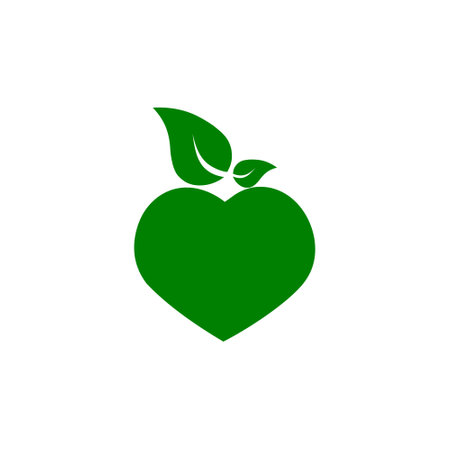 Green heart shaped apple iconのイラスト素材