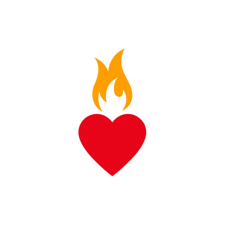 Burning heart icon on white backgroundのイラスト素材