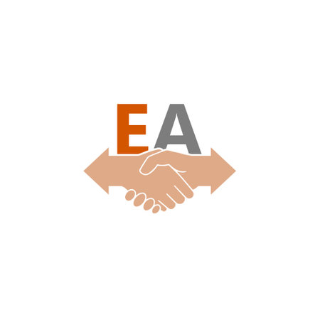 People deal handshake logo and icon, EA lettersのイラスト素材