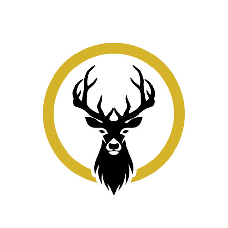 Silhouette of deer head with antlers isolatedのイラスト素材