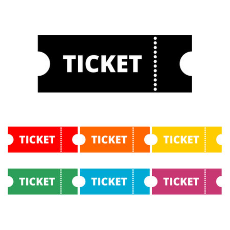 Set of colorful movie tickets icon, signのイラスト素材