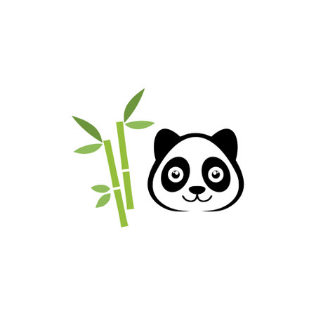 Panda and bamboo logo templateのイラスト素材
