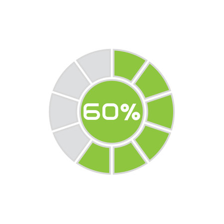 Green pie chart percentage diagram on white backgroundのイラスト素材