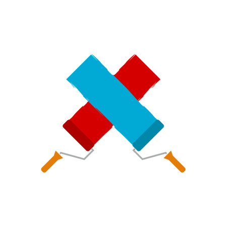 House painting template, roller brush designのイラスト素材