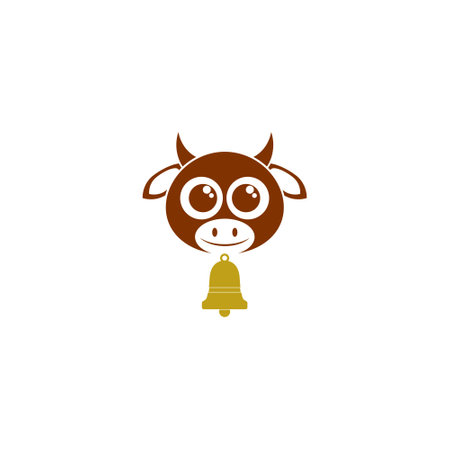 Cow with bell simple illustrationのイラスト素材